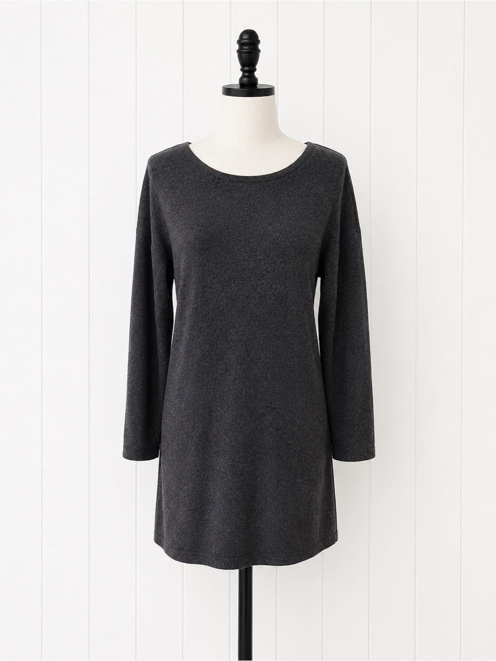Lord & Taylor Charcoal Gray Cashmere Blend Long Sleeve Shift Dress